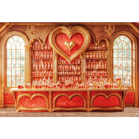 Fabric Photography Background Valentine's Day Love Potions Store / Backdrop 6624