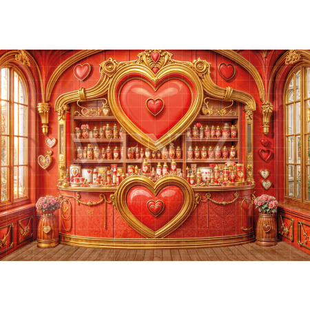 Fabric Photography Background Valentine's Day Love Potions Store / Backdrop 6625