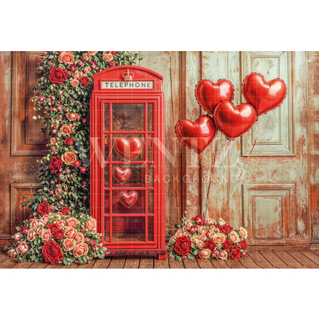 Fabric Photography Background Valentine's Day Phone Booth / Backdrop 6628