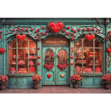 Fabric Photography Background Valentine's Day Sweet Shop / Backdrop 6631