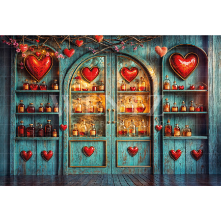 Fabric Photography Background Valentine's Day Love Potions Store / Backdrop 6635