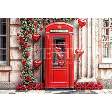 Fabric Photography Background Valentine's Day Phone Booth / Backdrop 6641