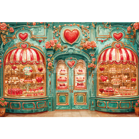 Fabric Photography Background Valentine's Day Sweet Shop / Backdrop 6644