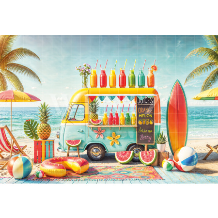 Photographic Background in Fabric Summer Juice Cart / Backdrop 6532