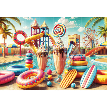 Photographic Background in Fabric Summer Water Park / Backdrop 6535