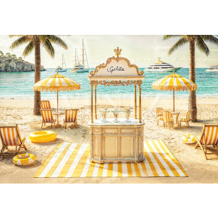 Photographic Background in Fabric Summer Ice Cream Stand / Backdrop 6540