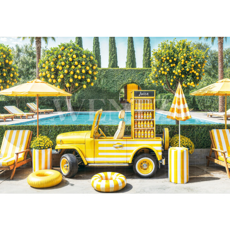 Photographic Background in Fabric Summer Juice Cart / Backdrop 6538