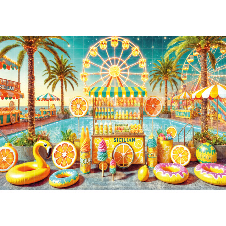 Photographic Background in Fabric Summer Juice Stand / Backdrop 6545