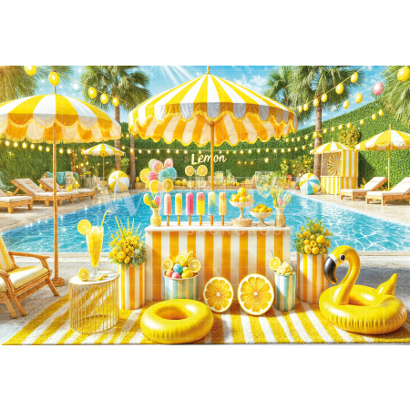 Photographic Background in Fabric Summer Lemonade Stand / Backdrop 6547