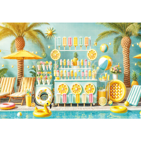 Photographic Background in Fabric Summer Ice Cream Stand / Backdrop 6550