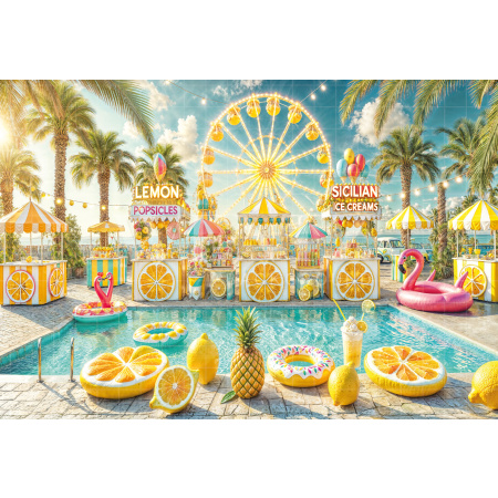 Photographic Background in Fabric Summer Water Park / Backdrop 6551