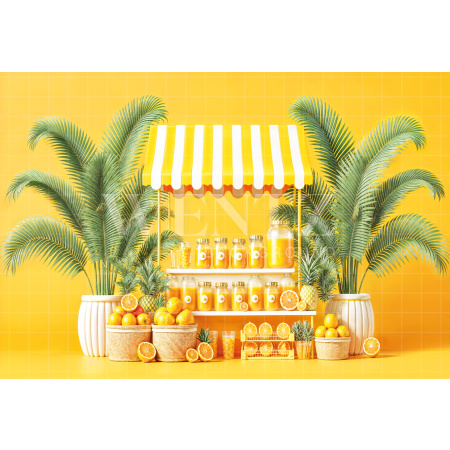 Photographic Background in Fabric Summer Juice Stand / Backdrop 6564