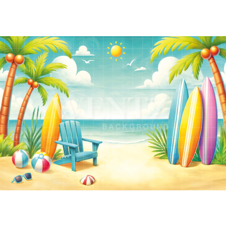 Photographic Background in Fabric Summer Beach / Backdrop 6568