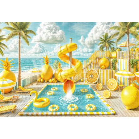 Photographic Background in Fabric Summer Water Park / Backdrop 6570