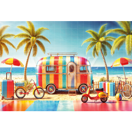 Photographic Background in Fabric Summer Trailer / Backdrop 6571