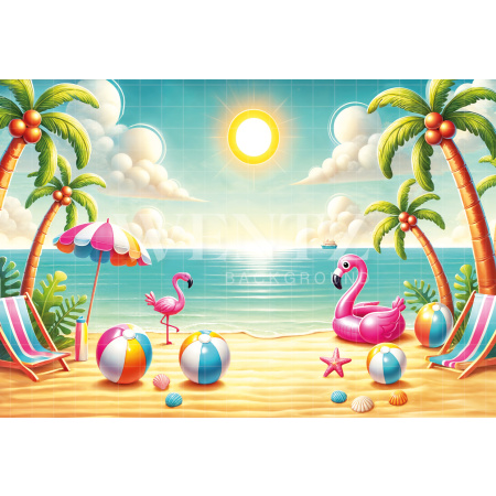 Photographic Background in Fabric Summer Beach / Backdrop 6567