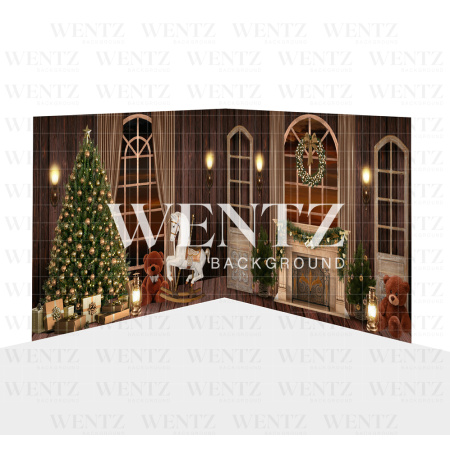 Photography Background in Fabric Christmas Living Room Set 2D / WTZ143