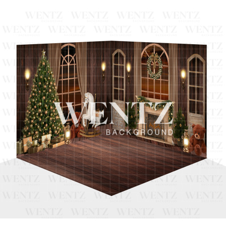 Photography Background in Fabric Christmas Living Room Set 3D / WTZ142