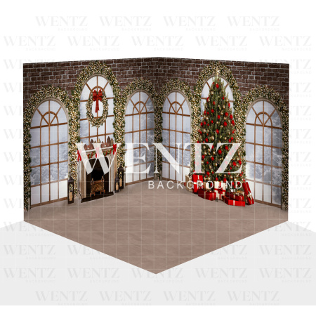 Photography Background in Fabric Christmas Living Room Set 3D / WTZ144