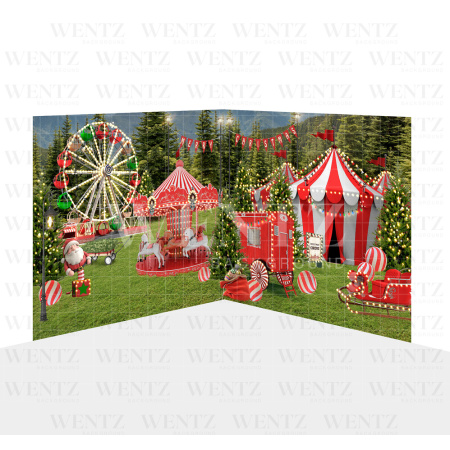 Photography Background in Fabric Christmas Circus Set 2D / WTZ152