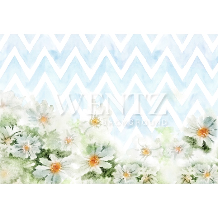 Fabric Photography Background Chevron with Flowers / Backdrop 1483