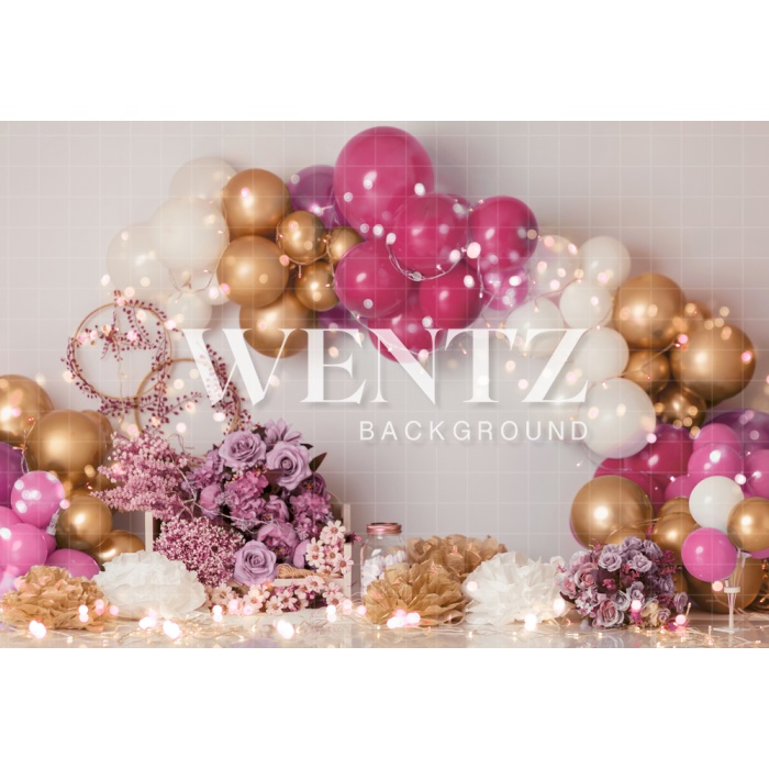 Fabric Photography Background Scenarios Fuchsia and White Balloon / Backdrop 1854