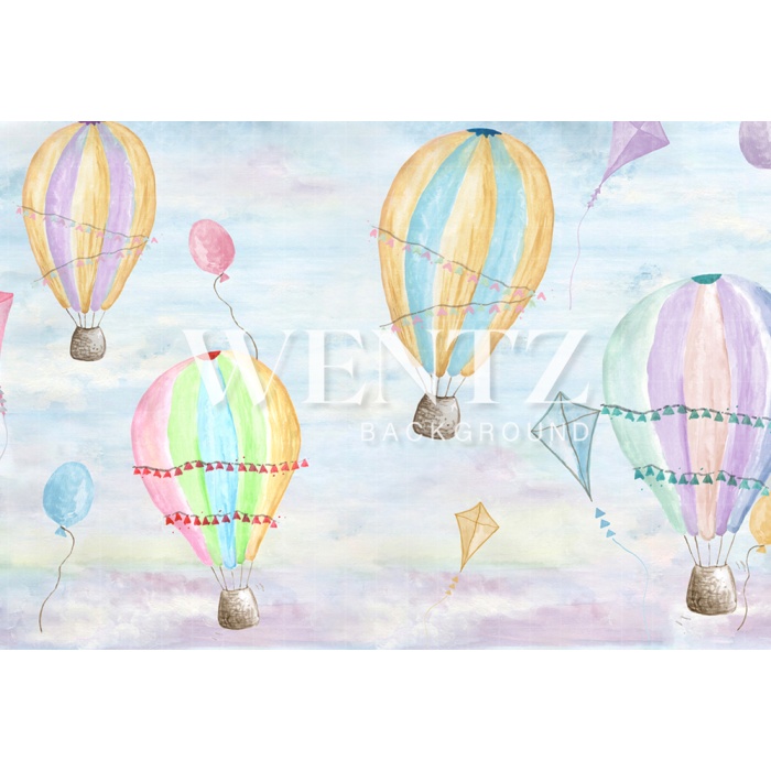 Fabric Photography Background Summer Sky Balloon / Backdrop 1999