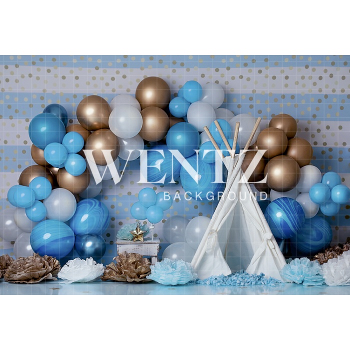 Fabric Photography Background Scenarios Blue Balloon / Backdrop 2126