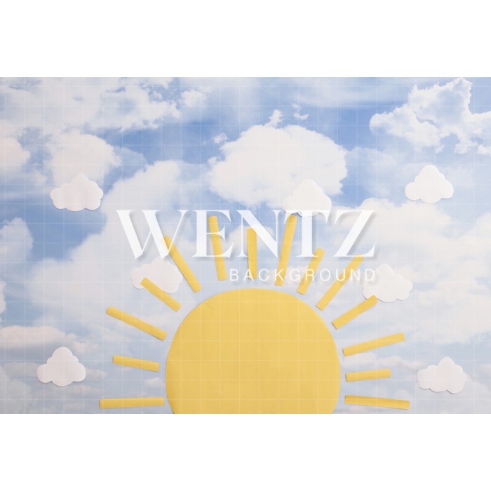 Fabric Photography Background Sun with Clouds / Backdrop 2131