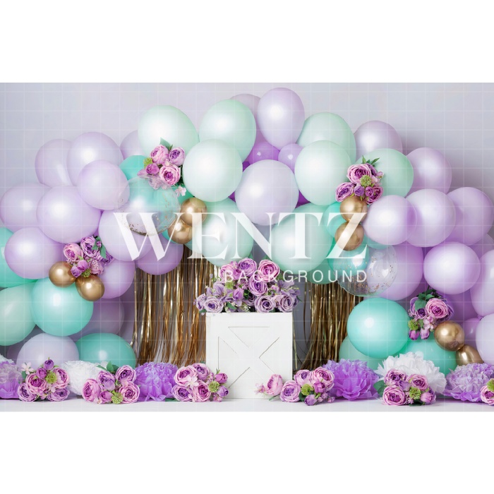 Fabric Photography Background Cake Smash Lilac and Green / Backdrop 2430