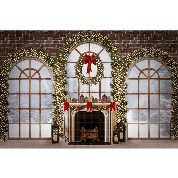 Fabric Photography Background Christmas Living Room / 2480