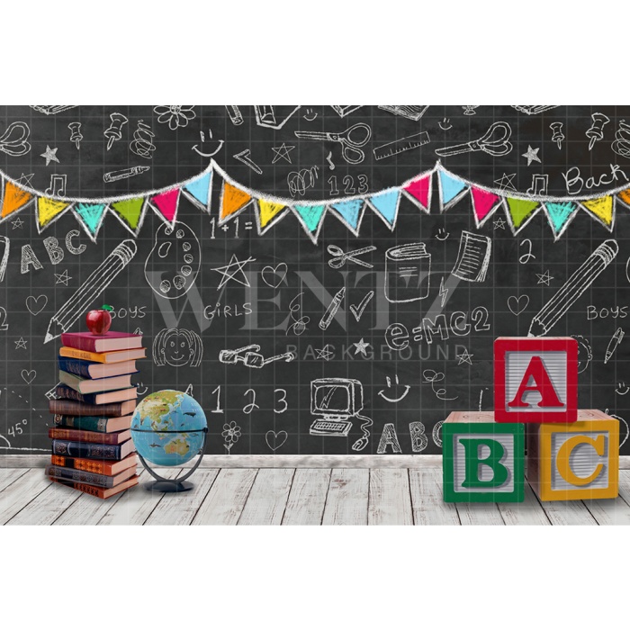 Fabric Photography Background ABC School / Backdrop 2506