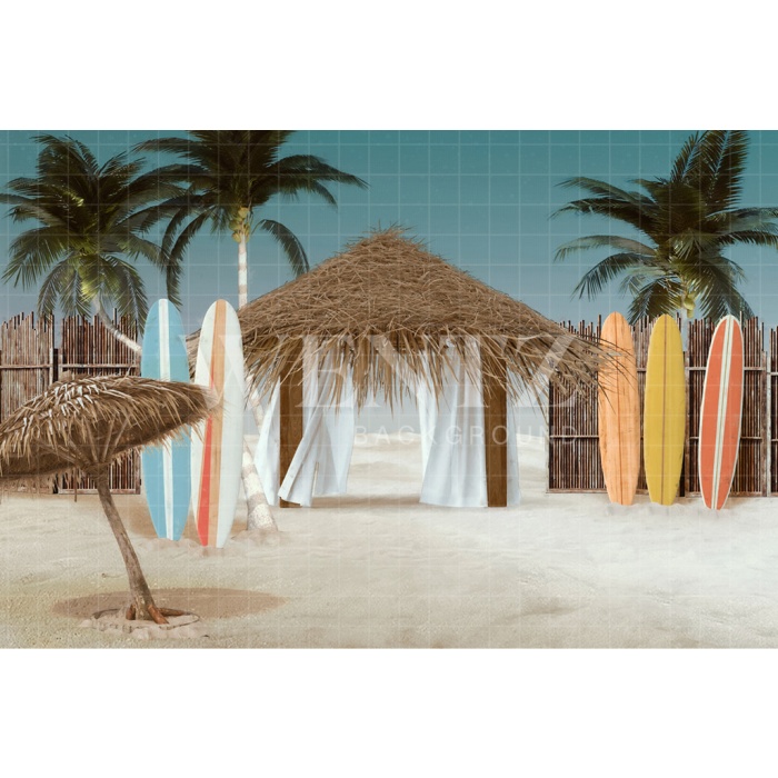 Fabric Photography Background Summer at the Beach / Backdrop 2555