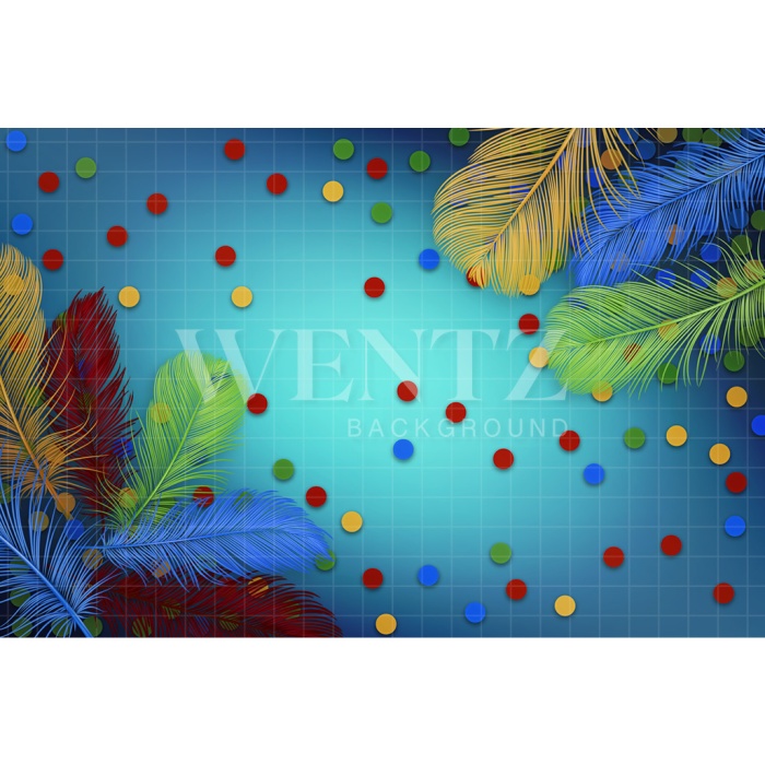 Fabric Photography Background Carnival Feathers / Backdrop 2569