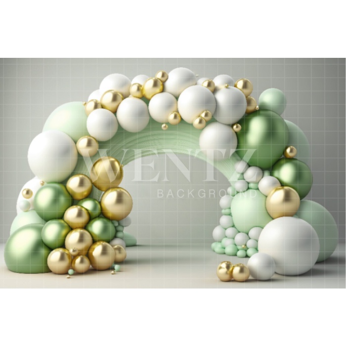 Fabric Photography Background Cake Smash Green and Gold / Backdrop 2903