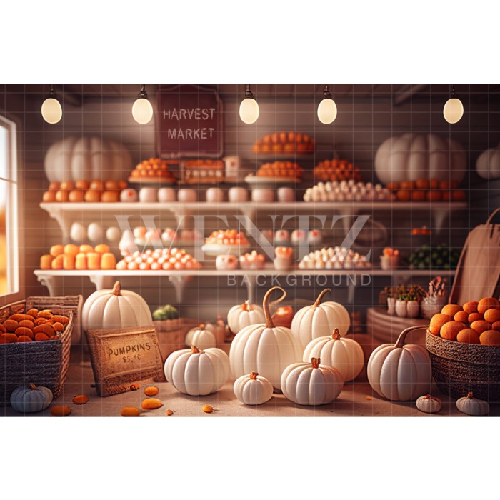 Fabric Photography Background Fall Grocery Store / Backdrop 2921