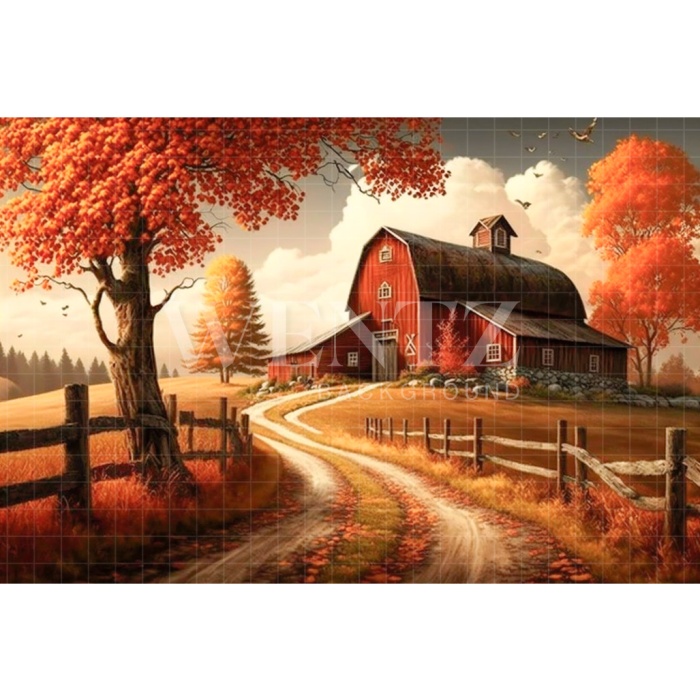 Fabric Photography Background Road to Barn / Backdrop 2953