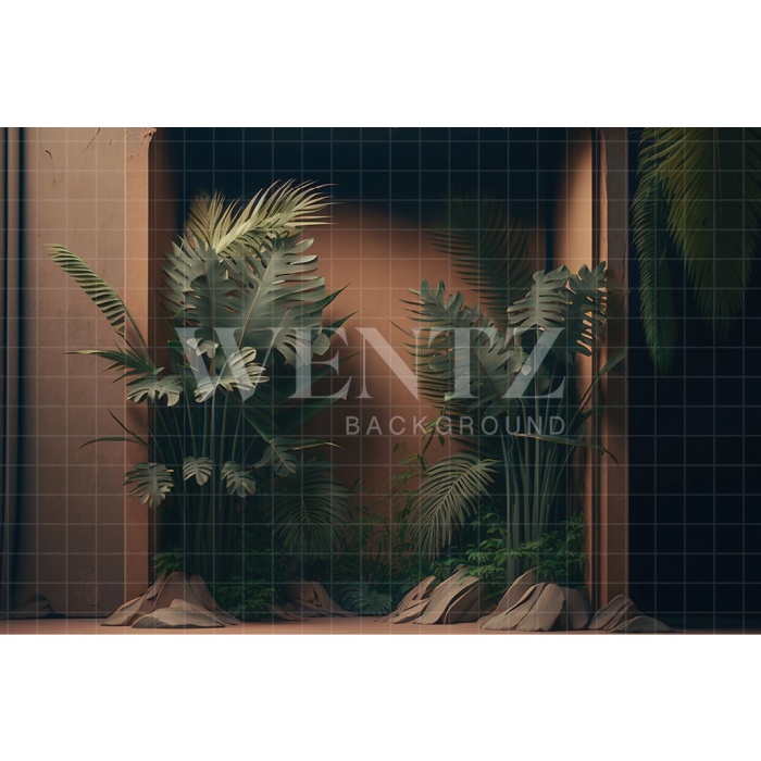 Fabric Photography Background Nature Brown Scenery with Plants / Backdrop 2962