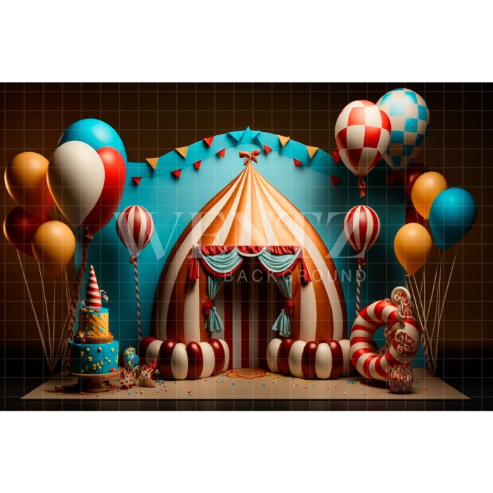 Fabric Photography Background Circus with Balloons / Backdrop 2988