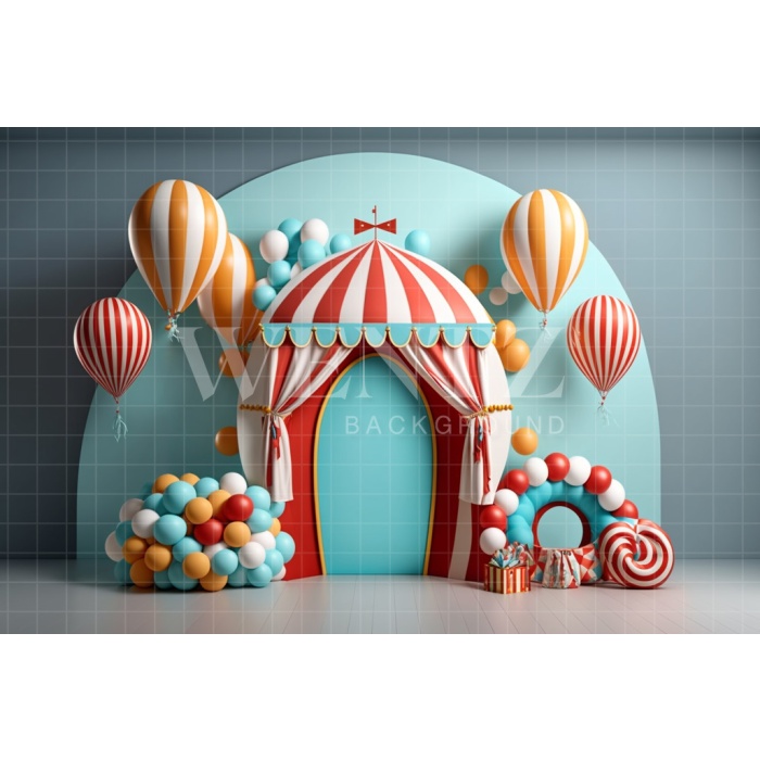 Fabric Photography Background Cake Smash Circus with Balloons / Backdrop 3016