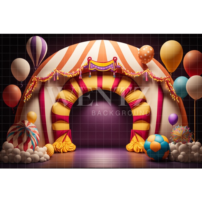 Fabric Photography Background Cake Smash Circus with Balloons / Backdrop 3018