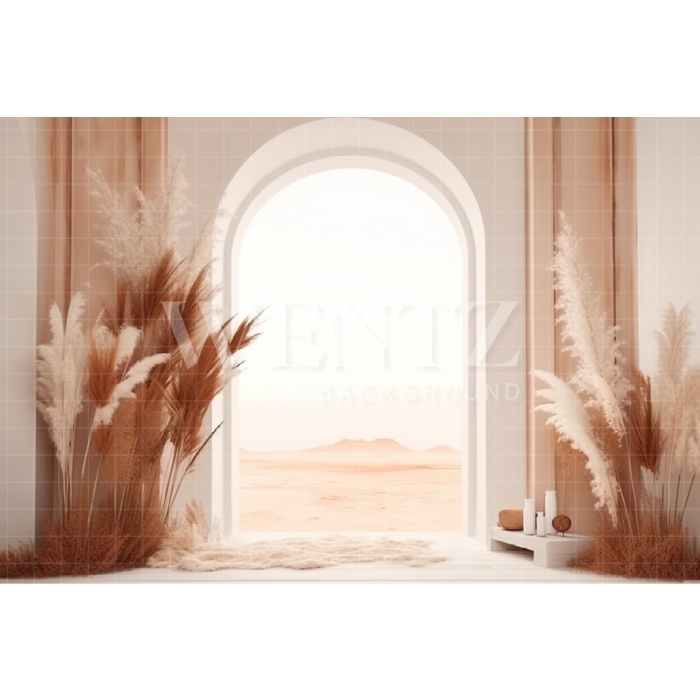 Fabric Photography Background Boho Scenery with Pampas Grass / Backdrop 3071