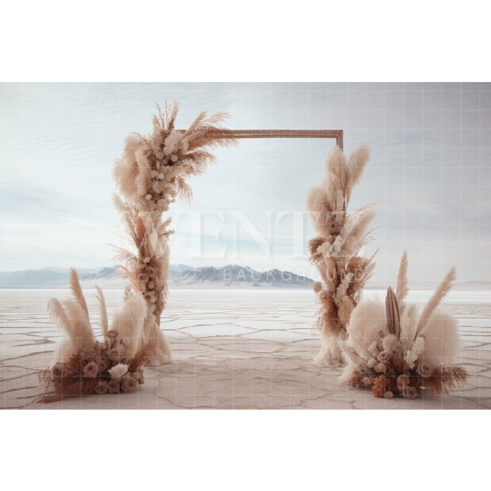 Fabric Photography Background Boho Scenery with Arch and Pampas Grass / Backdrop 3073