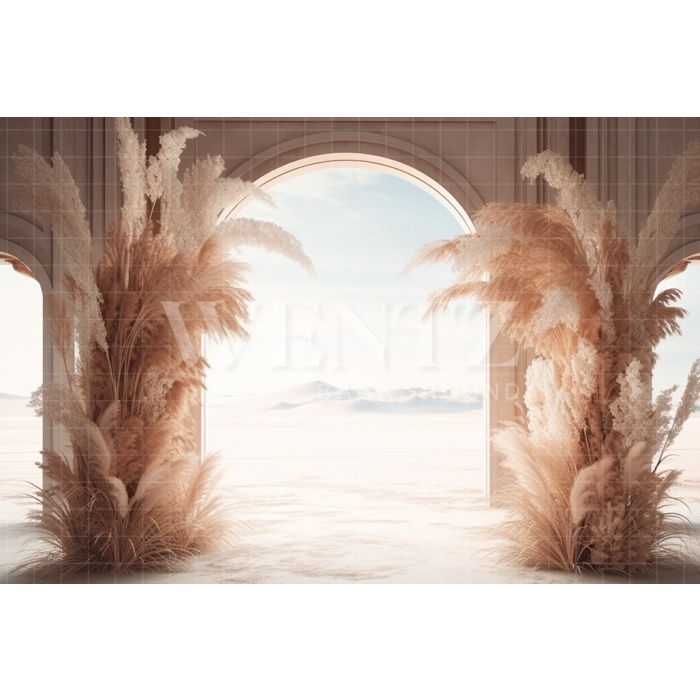 Fabric Photography Background Boho Scenery with Pampas Grass / Backdrop 3076