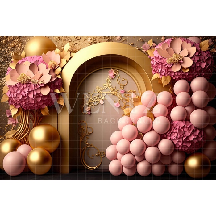 Fabric Photography Background Cake Smash Glitter Pink and Gold / Backdrop 3195