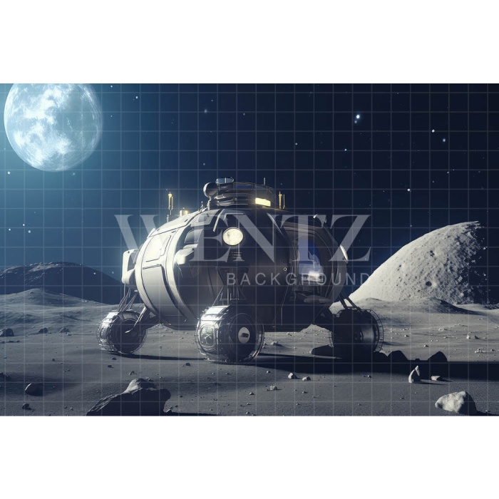 Fabric Photography Background Robot on the Moon / Backdrop 3271