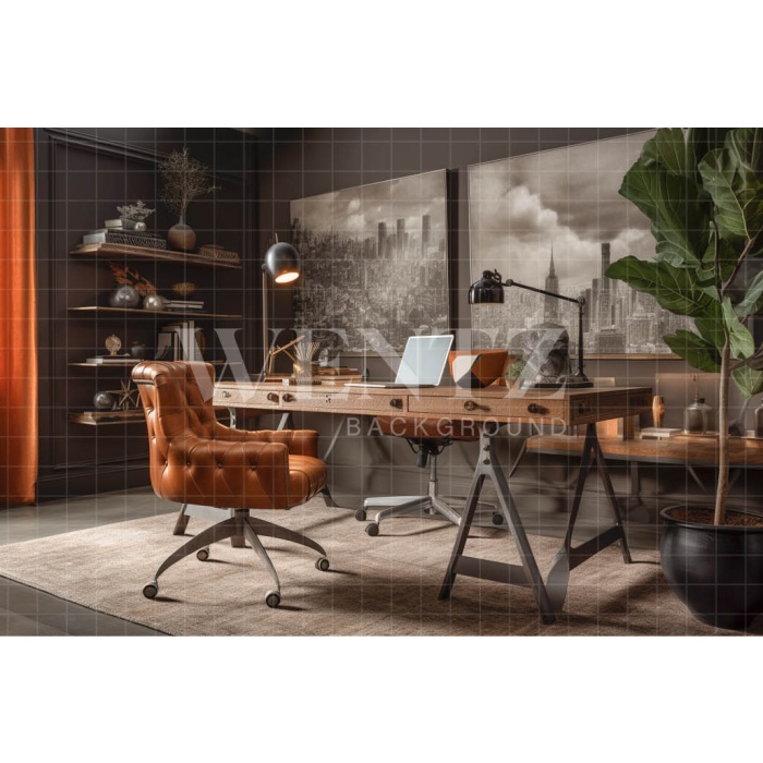 Fabric Photography Background Dad's Office / Backdrop 3405