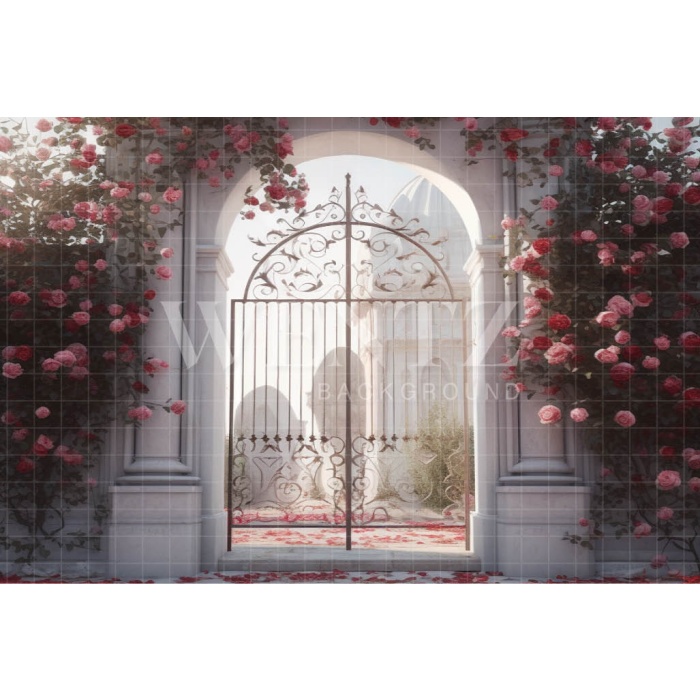 Fabric Photography Background Vertical Floral Gate / Backdrop 3627