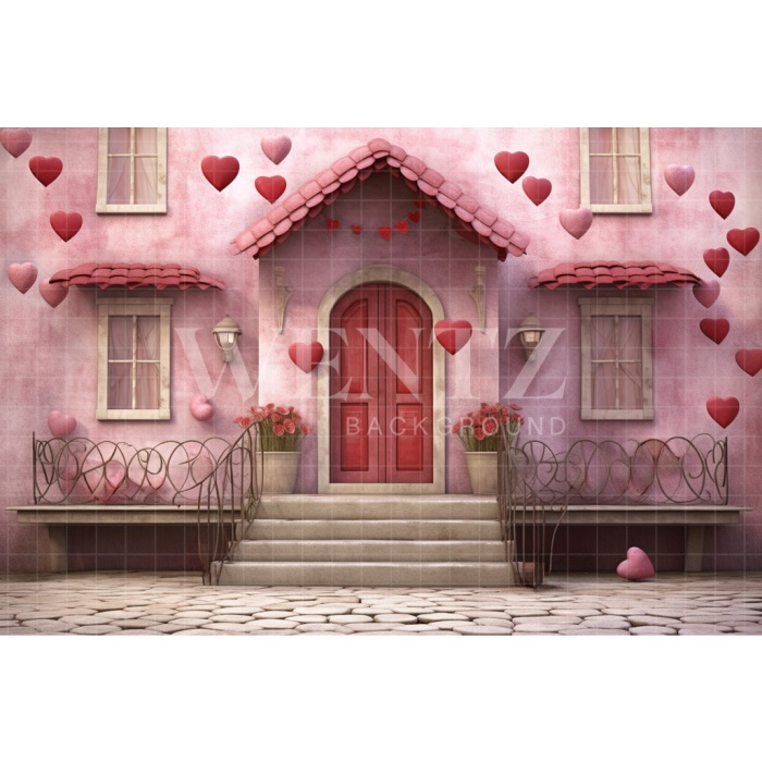 Fabric Photography Background Pink House / Backdrop 3642