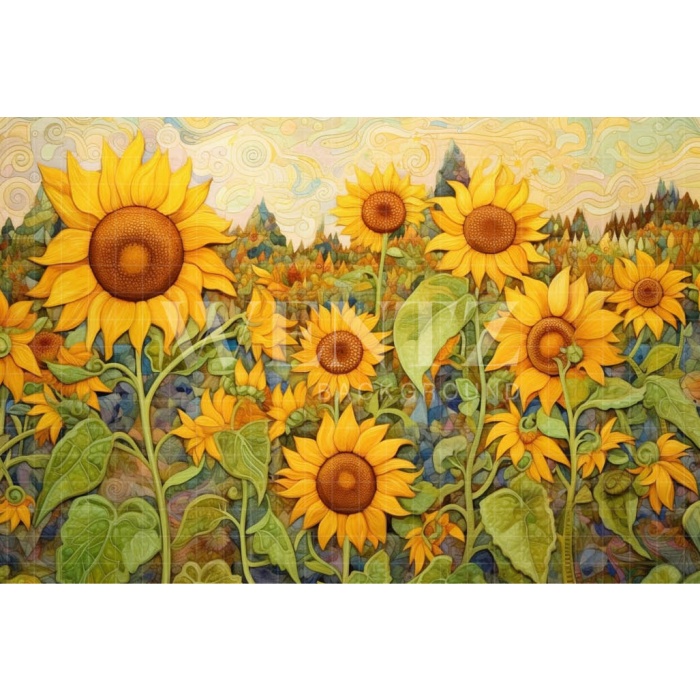 Fabric Photography Background Sunflowers / Backdrop 3656